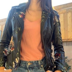 Blank NYC Floral Studded Leather Jacket